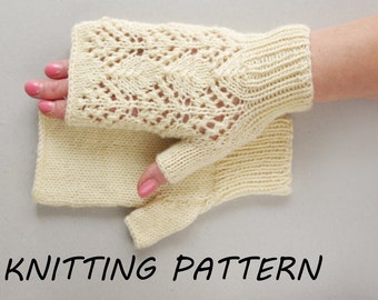 Fingerless mittens knitting pattern, women mitts knitting pattern, instant download knitting pattern, wrist warmer knitting pattern