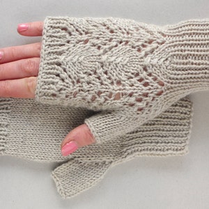 Fingerless mittens knitting pattern, women mitts knitting pattern, instant download knitting pattern, wrist warmer knitting pattern image 2