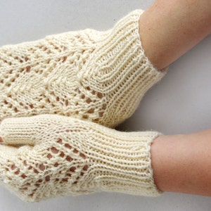 Fingerless mittens knitting pattern, women mitts knitting pattern, instant download knitting pattern, wrist warmer knitting pattern image 2