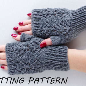 Fingerless mittens knitting pattern, women mitts knitting pattern, instant download knitting pattern, wrist warmer knitting pattern image 1