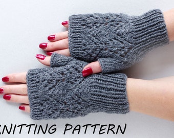 Fingerless mittens knitting pattern, women mitts knitting pattern, instant download knitting pattern, wrist warmer knitting pattern