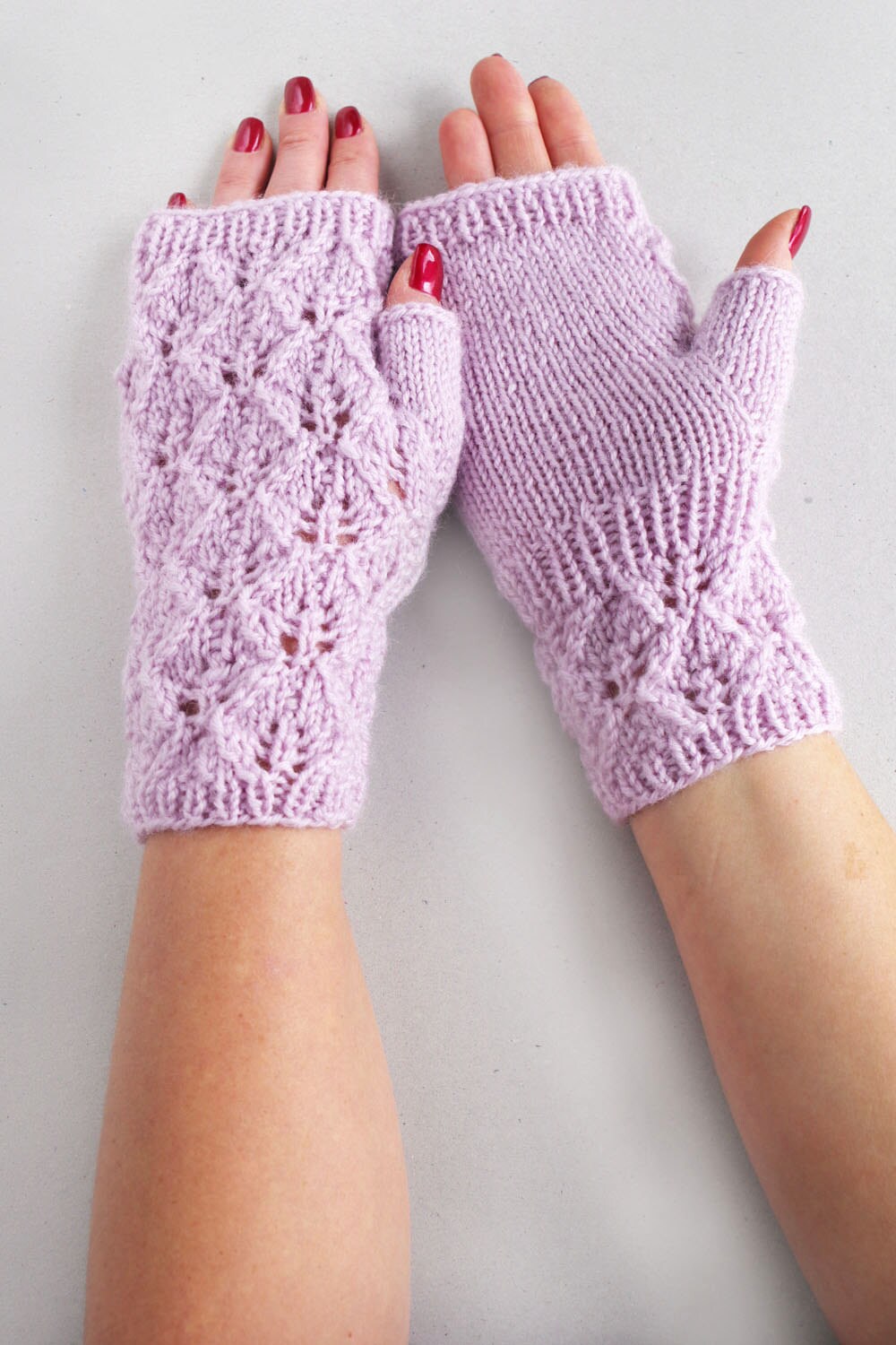 Buy Dusty Pink Lace Fingerless Gloves, Wool Arm Warmers, Knit