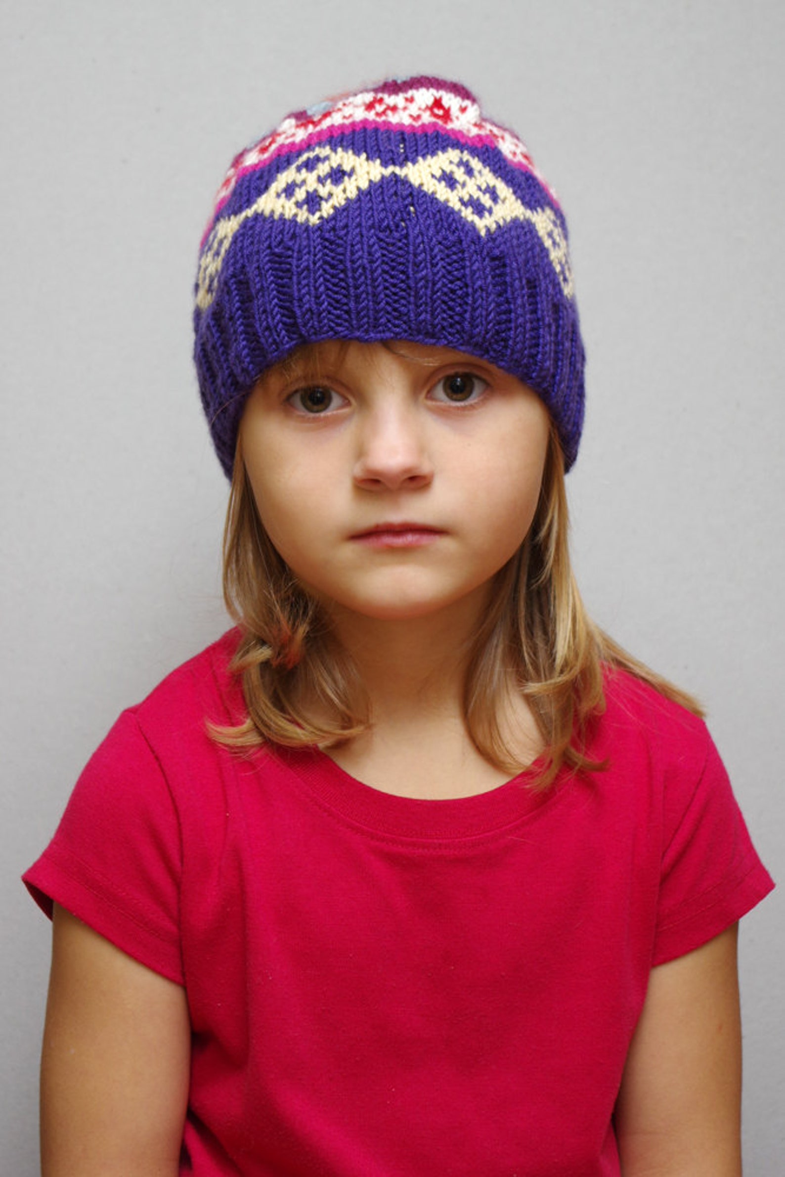 Fair Isle Kids Hat, Kids Colorful Hat, Kids Beanie, Kids Chunky Hat, Kids Motif Hat, Kids