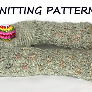 Lace fingerless gloves knitting pattern, arm warmers knitting pattern, instant download knitting pattern, wrist warmer knitting pattern
