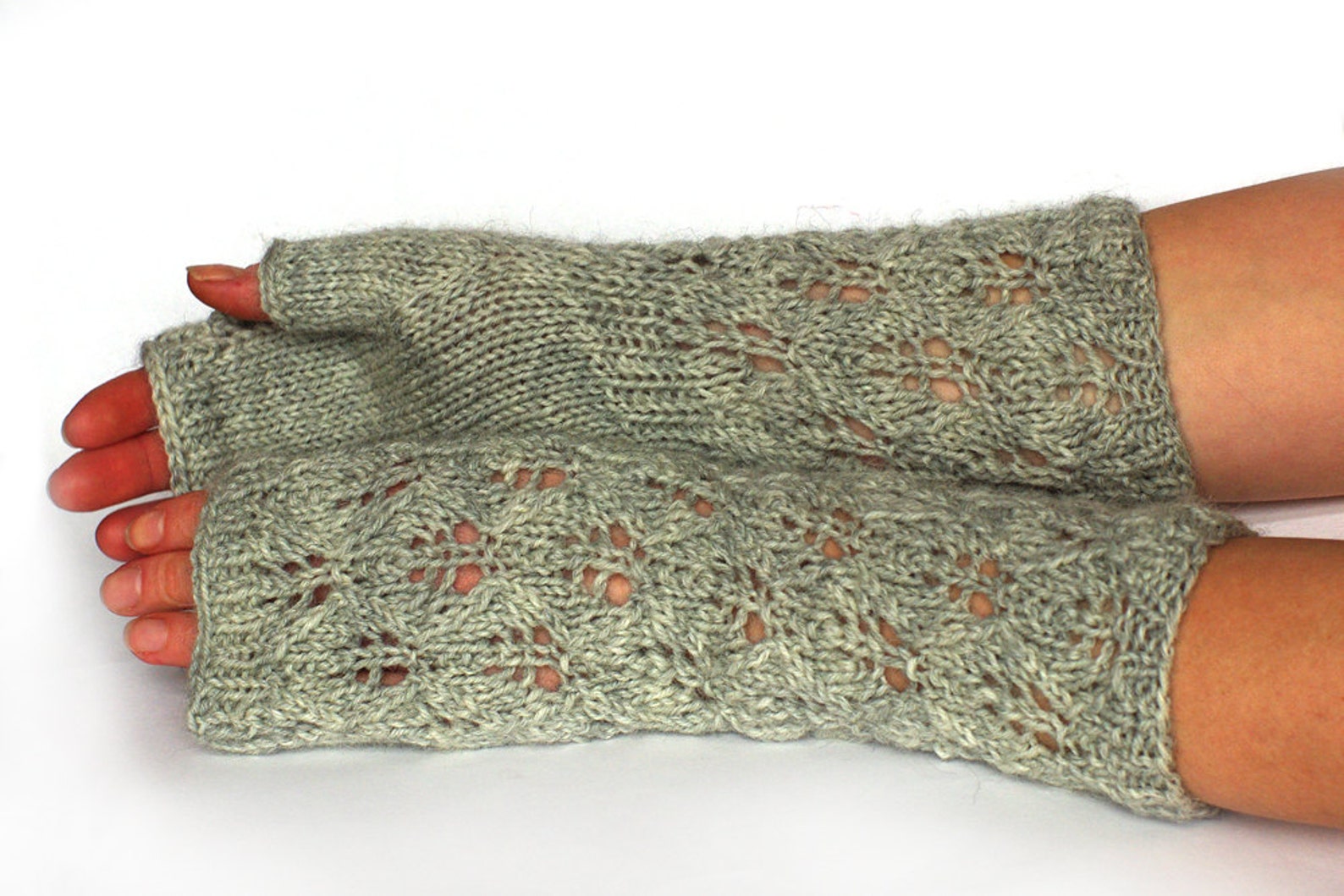 Lace Fingerless Gloves Knitting Pattern, Arm Warmers Knitting Pattern