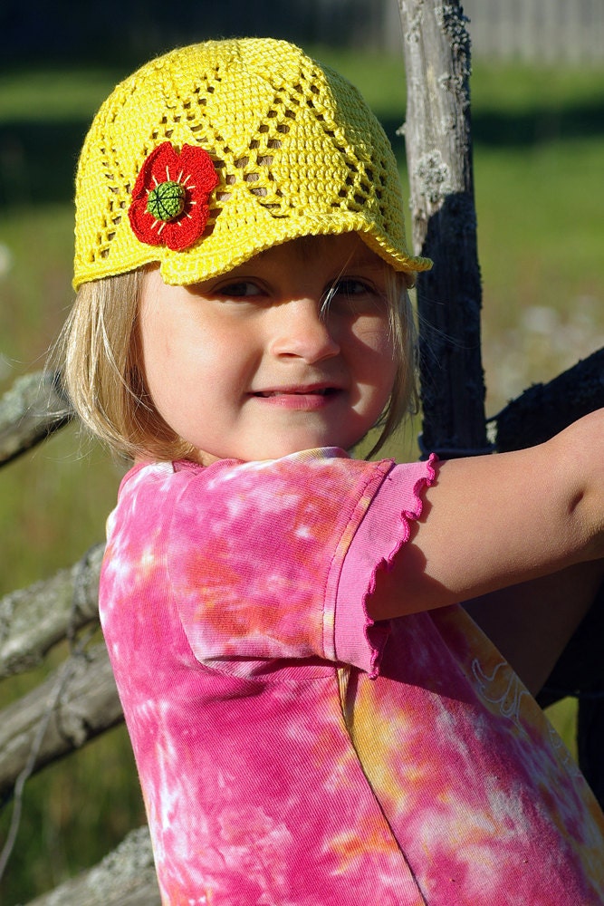 Kids Yellow Crochet Summer Visor Hat Cap Handmade Sun Hat Etsy