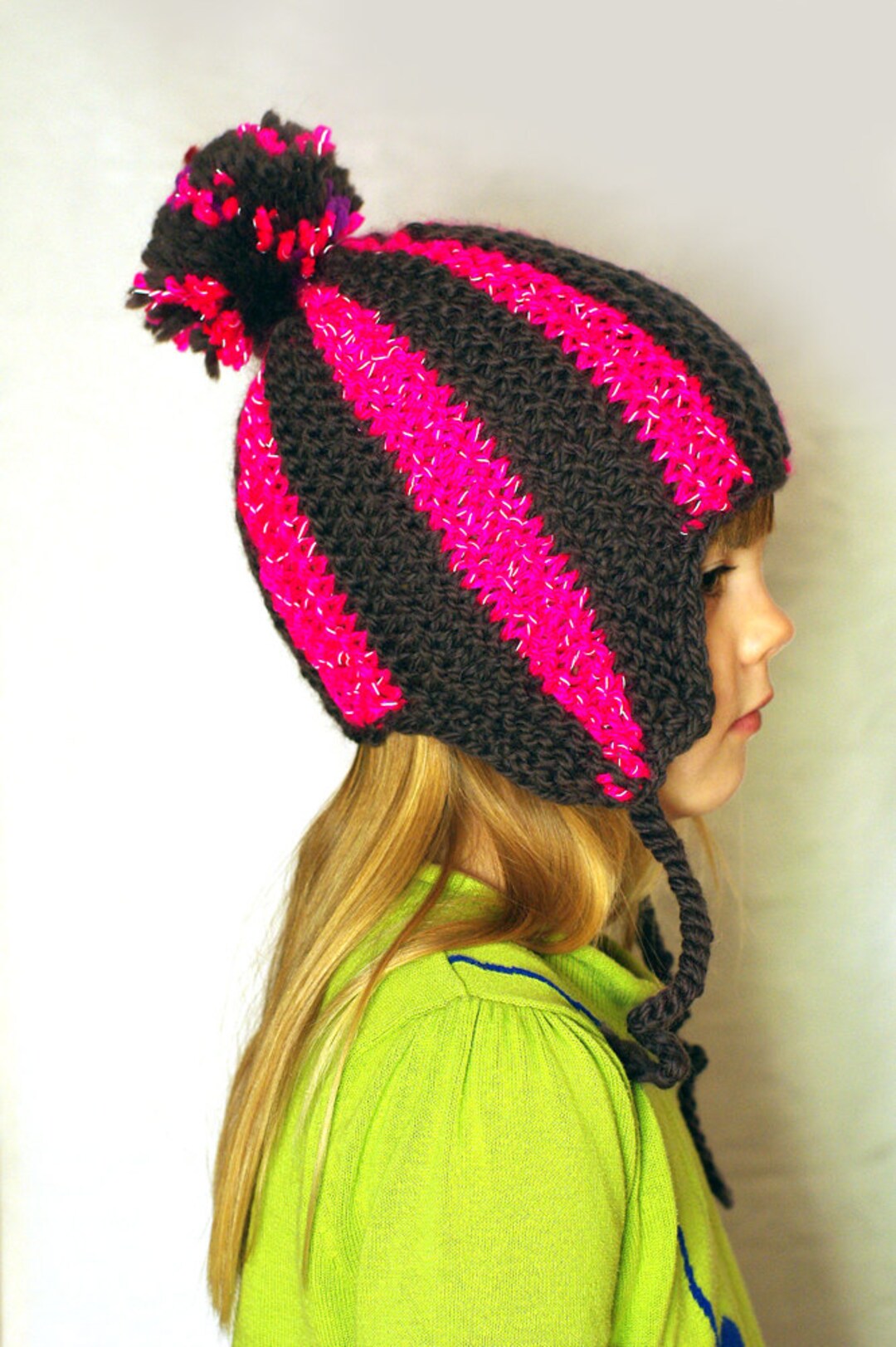 Kids Reflective Striped Ear Flap Hat, Aviator Cap, Trapper Hunter Hat ...