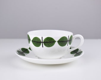 Vintage Gustavsberg Bamboo White Cup and saucer Sweden 1980*