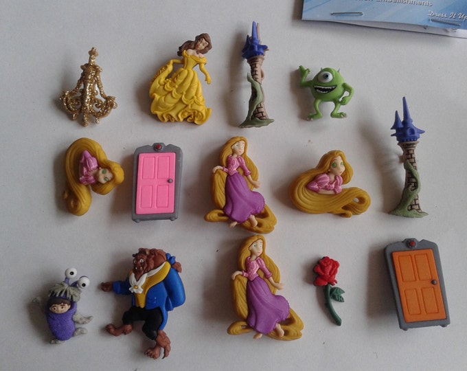 14 Pcs Dress It up Disney Sewing Buttons Scrapbooking Etsy
