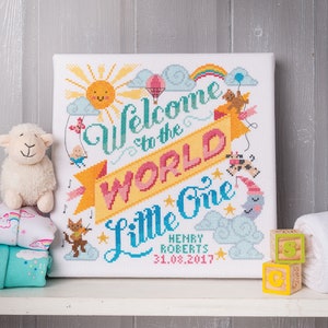 Welcome to the world baby Cross Stitch Pattern Digital Format PDF image 1