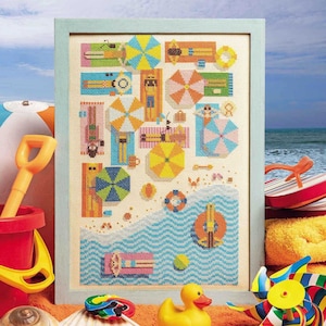 On the Beach Cross Stitch Pattern Digital Format PDF image 1