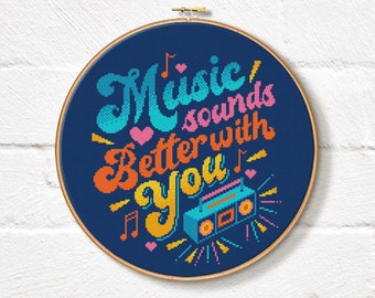 Music sounds better with you - Cross Stitch Pattern (Digital Format - PDF)