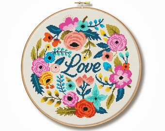 Floral Love - Cross Stitch Pattern (Digital Format - PDF)