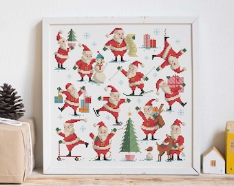 Busy Santas - Cross Stitch Pattern (Digital Format - PDF)