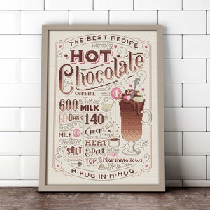 Hot Chocolate Recipe - Cross Stitch Pattern (Digital Format - PDF)