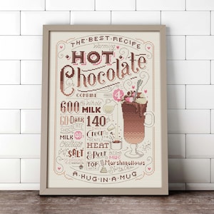 Hot Chocolate Recipe - Cross Stitch Pattern (Digital Format - PDF)