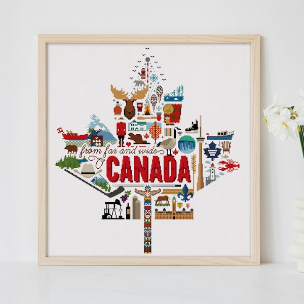Canada Sampler Cross Stitch Pattern (Digital Format - PDF)
