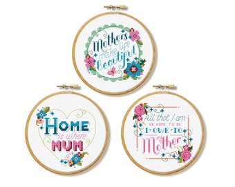 Mothers Day Trio - Cross Stitch Pattern Set (Digital Format - PDF)