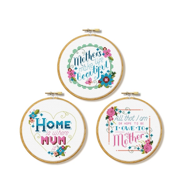 Mothers Day Trio - Cross Stitch Pattern Set (Digital Format - PDF)