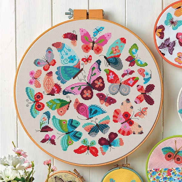 Patrón de mariposas para punto de cruz (formato digital - PDF)