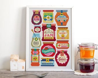 Happy Little Jam Jars- Cross Stitch Pattern (Digital Format - PDF)