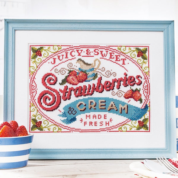 Strawberries and Cream - Cross Stitch Pattern (Digital Format - PDF)