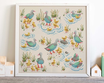 Spring Ducklings - Cross Stitch Pattern (Digital Format - PDF)