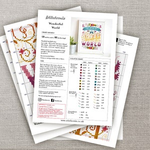 Wonderful World - Modern Cross Stitch Pattern (Digital Format - PDF) image 2