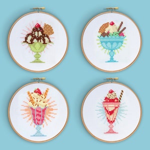 Sundaes de Helado - Patrón Punto de Cruz (Formato Digital - PDF)