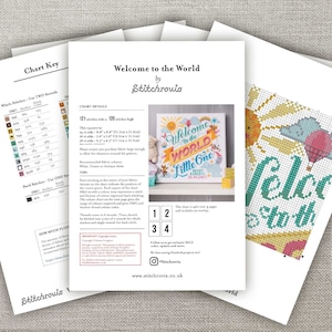 Welcome to the world baby Cross Stitch Pattern Digital Format PDF image 3