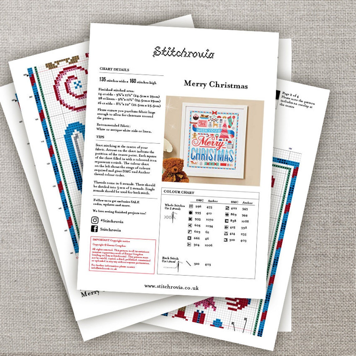 Merry Christmas Sampler - Cross Stitch Pattern (digital Format - PDF ...