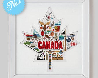 Canada Sampler Cross Stitch Pattern (Digital Format - PDF)