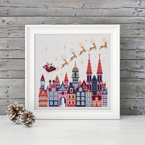 Santa's Here Cross Stitch Pattern Digital Format PDF image 1