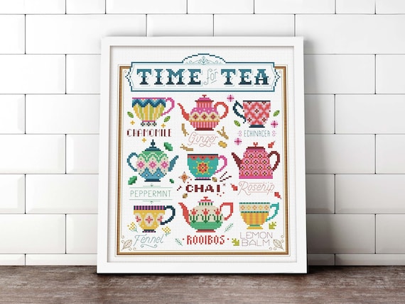 Time for Tea Cross Stitch Pattern digital Format PDF | Etsy