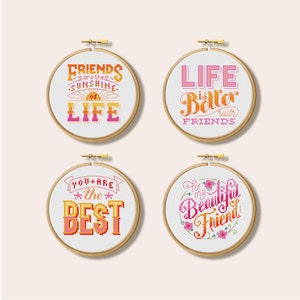 Friend Hoops - Cross Stitch-patroonset (digitaal formaat - PDF)