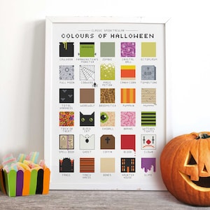 Farben von Halloween - Kreuzstich-Muster (Digitalformat - PDF)