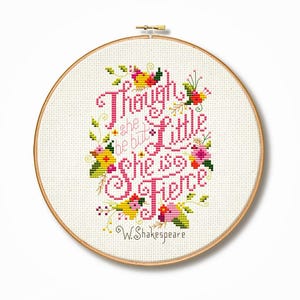 Shakespeare &#39;She is Fierce&#39; Cross Stitch Pattern (Digital Format - PDF)