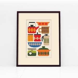 Retro Kitchen- Cross Stitch Pattern (Digital Format - PDF)