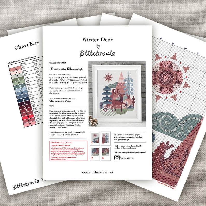 Winter Deer - Cross Stitch Pattern (digital Format - PDF) - Etsy UK