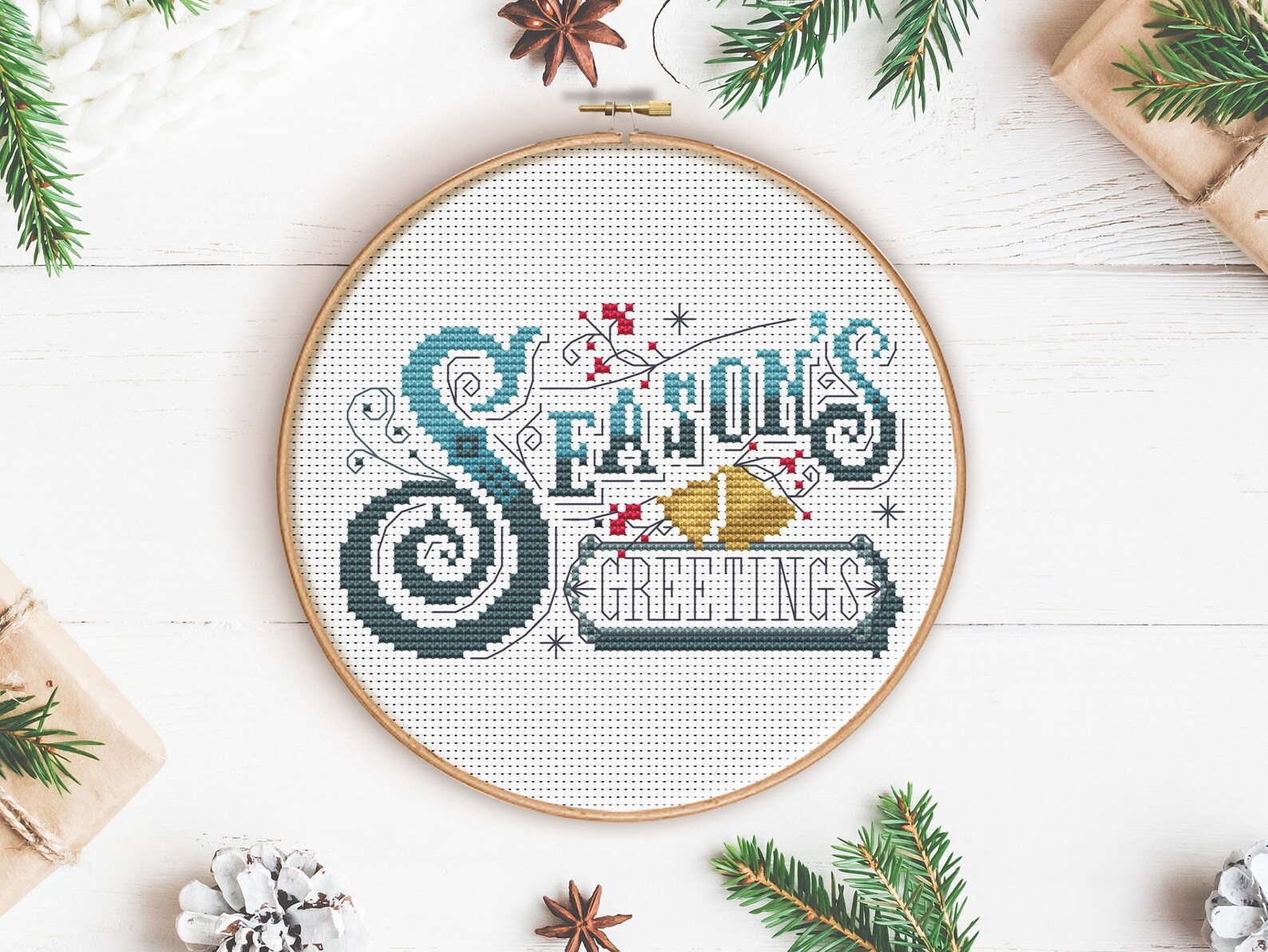 Season's Greetings Cross Stitch Pattern (digital Format - PDF) - Etsy