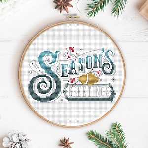 Season&#39;s Greetings Cross Stitch Pattern (Digital Format - PDF)