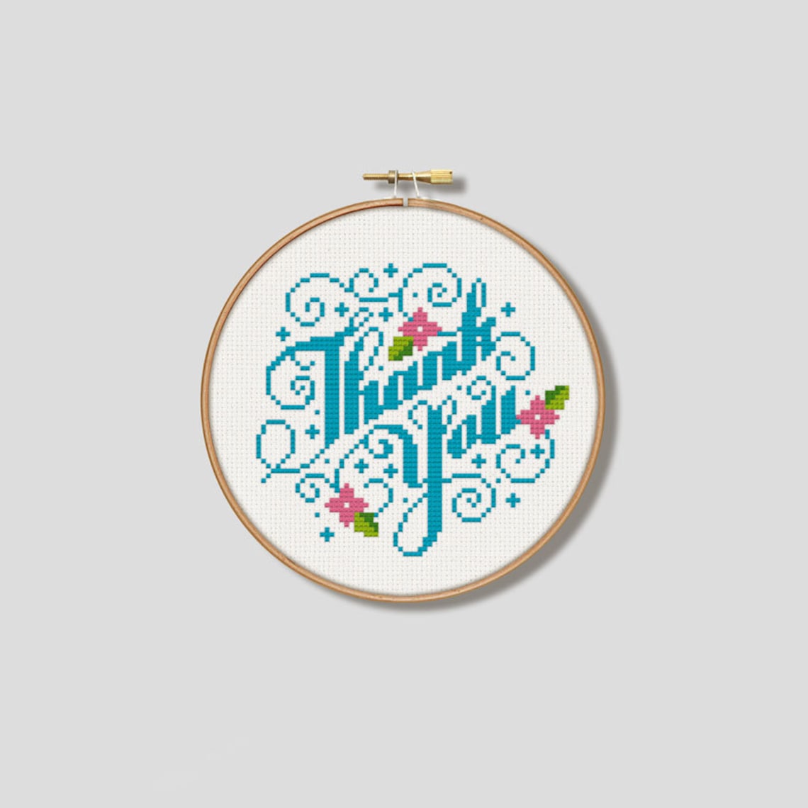 Thank You Cross Stitch Pattern White digital Format PDF Etsy