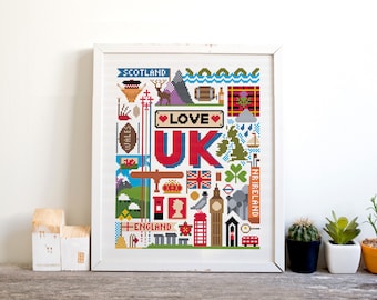 Love UK - Cross Stitch Pattern (Digital Format - PDF)