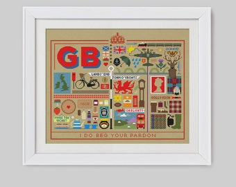 The Great British Sampler Cross Stitch Pattern (Digital Format - PDF)