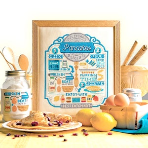 Pancake Recipe Sampler - Cross Stitch Pattern (Digital Format - PDF)