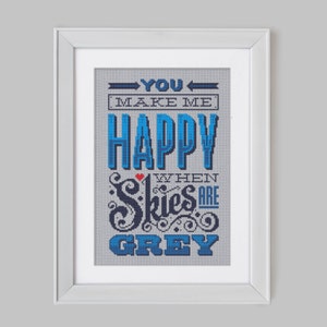 Happy when Skies are Grey Cross Stitch Pattern Digital Format PDF image 1