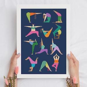 Yoga tijd - Cross Stitch patroon (digitaal formaat - PDF)