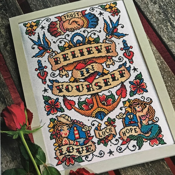 Be Inspired Tattoo style - Cross Stitch Pattern (Digital Format - PDF)