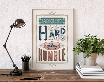 Work Hard, Be Humble - Cross Stitch Pattern (Digital Format - PDF)