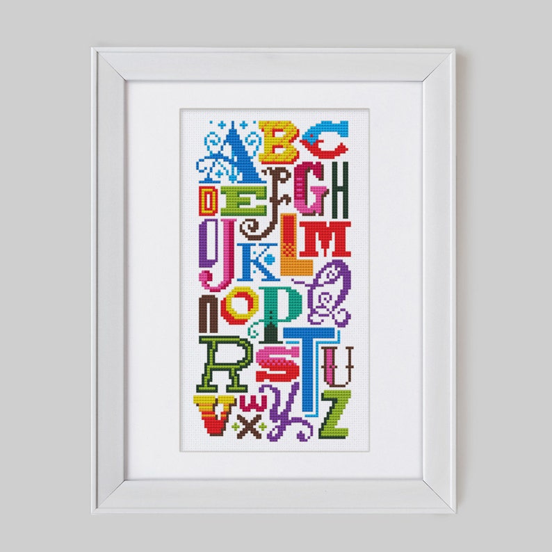 Bright Alphabet Cross Stitch Pattern Digital Format PDF image 2